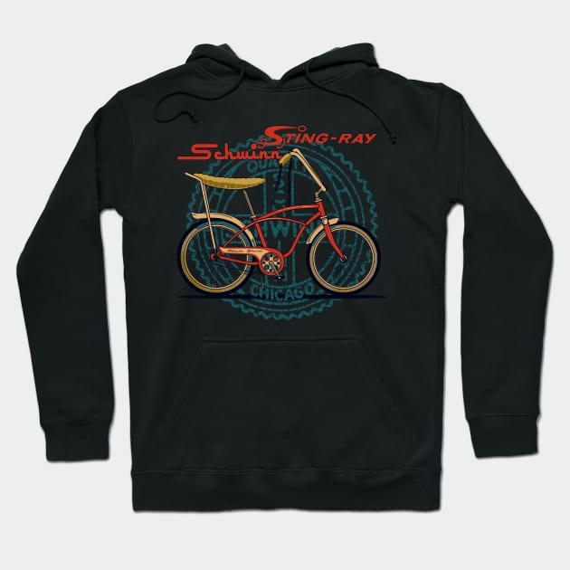 Schwinn Stingray Vintage Bicycle Tribute Hoodie by Midcenturydave